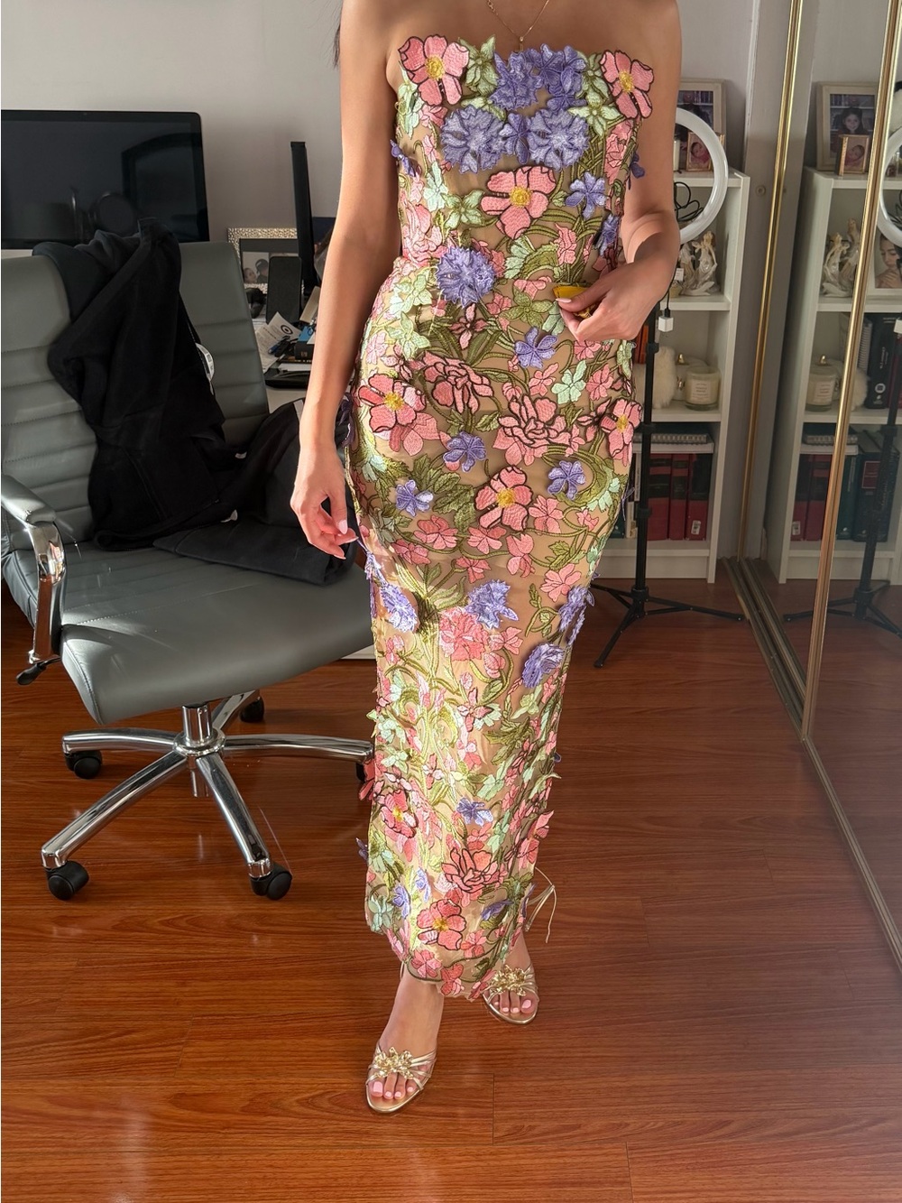 Bronx and Banco - Iris Floral Maraya Strapless Ankle Dress - Picture 3 of 4
